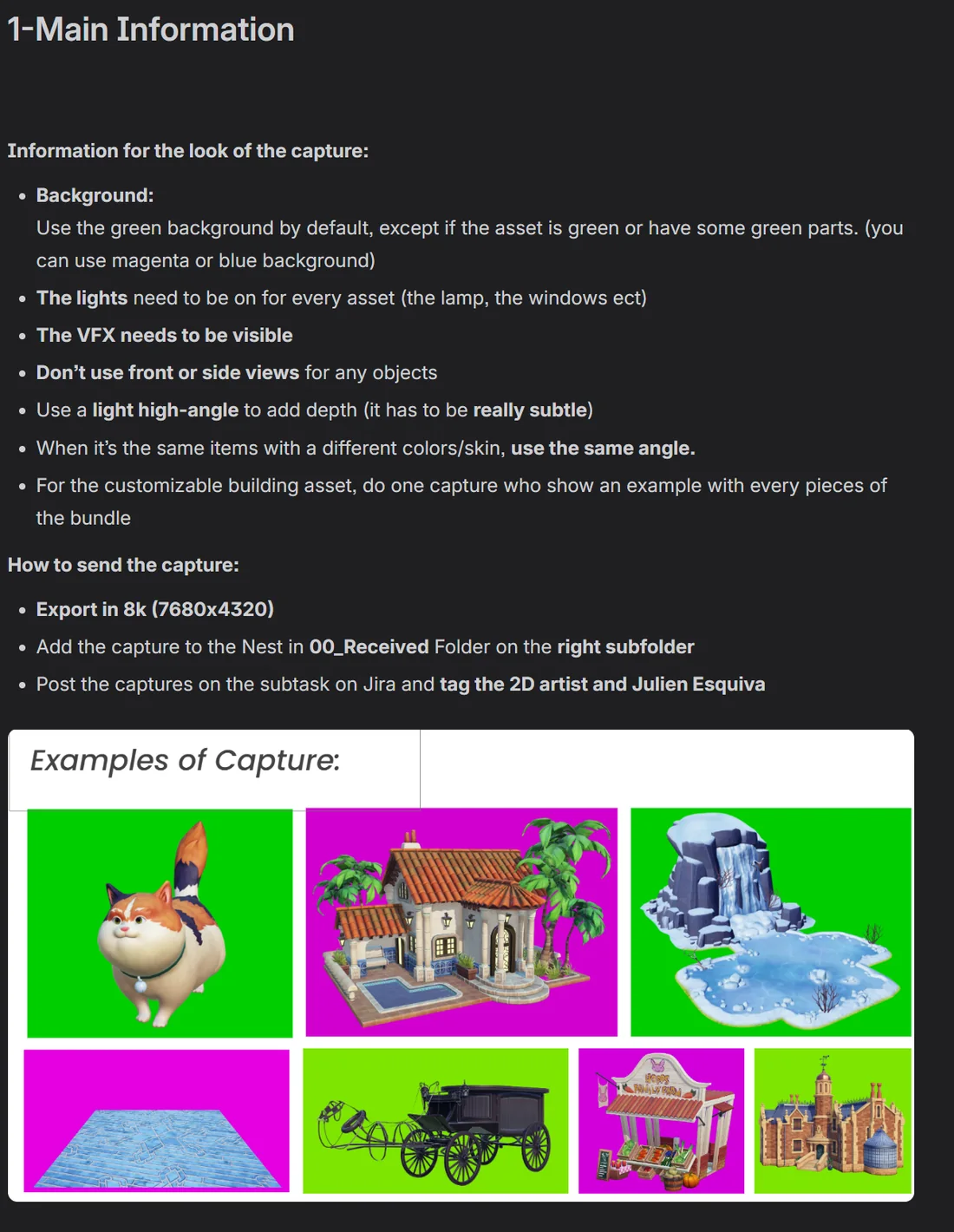 Capture guidelines, main information