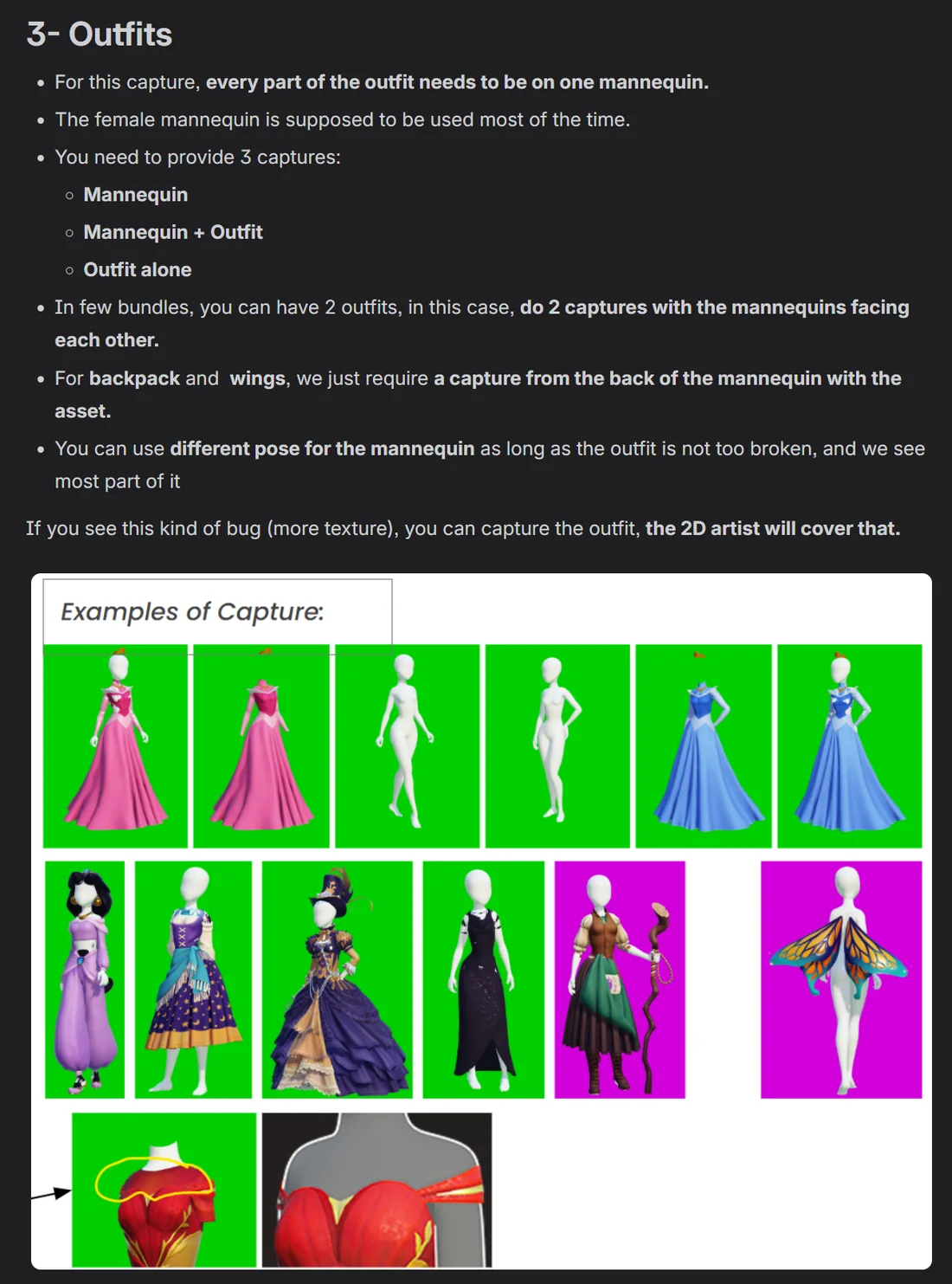 Capture guidelines for outfits